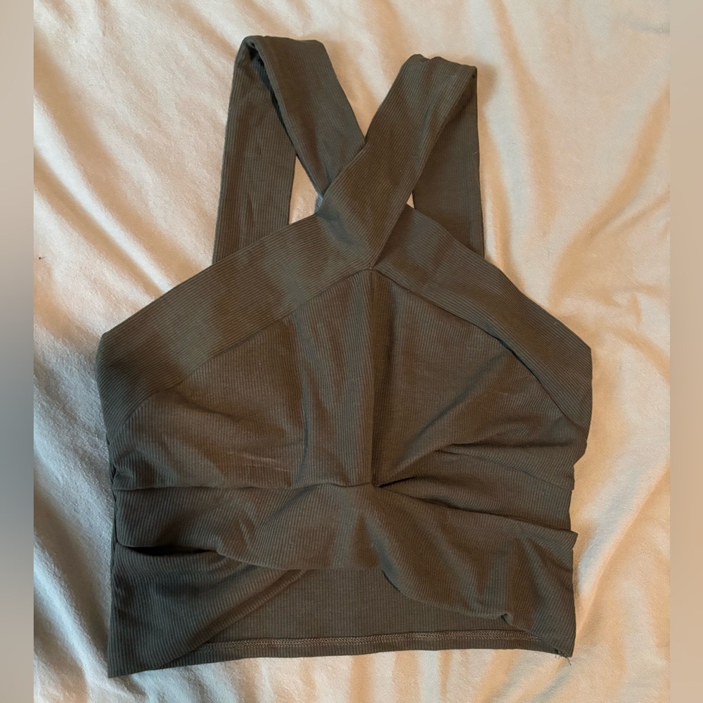 Cider brand Olive Green Ribbed crop top